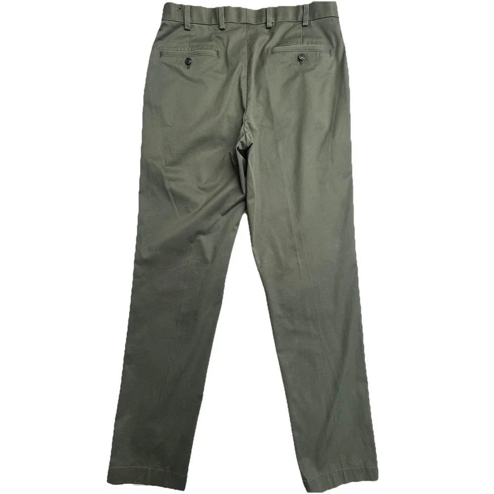 Brooks Brothers Advantage Chino Clark Mens 34x34 Grey Flat Front Pants‎